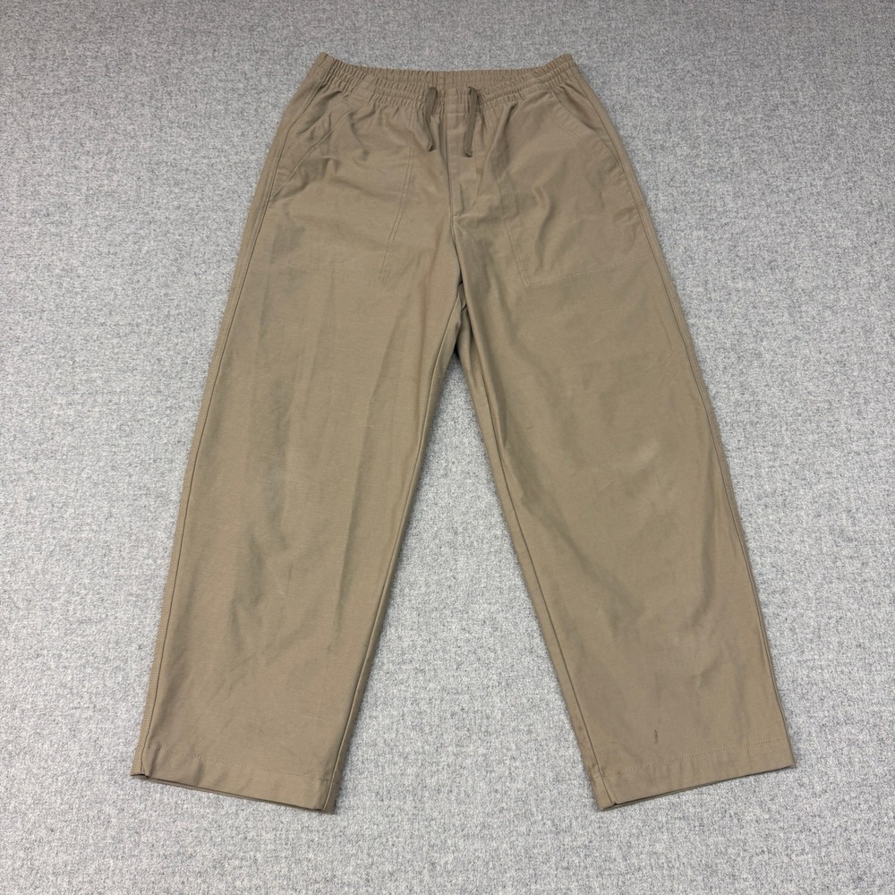 Uniqlo Utility Pants Men Medium Tan Khaki Elastic Waist Drawstring 372-488739